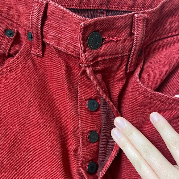 Levi’s Crimson Red Button-Fly 100% Cotton 501 Jeans - Picture 4 of 8